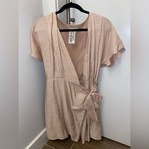 Tan/Pink Wrap Around Dress